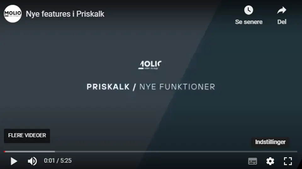 Nye Funktioner Priskalk